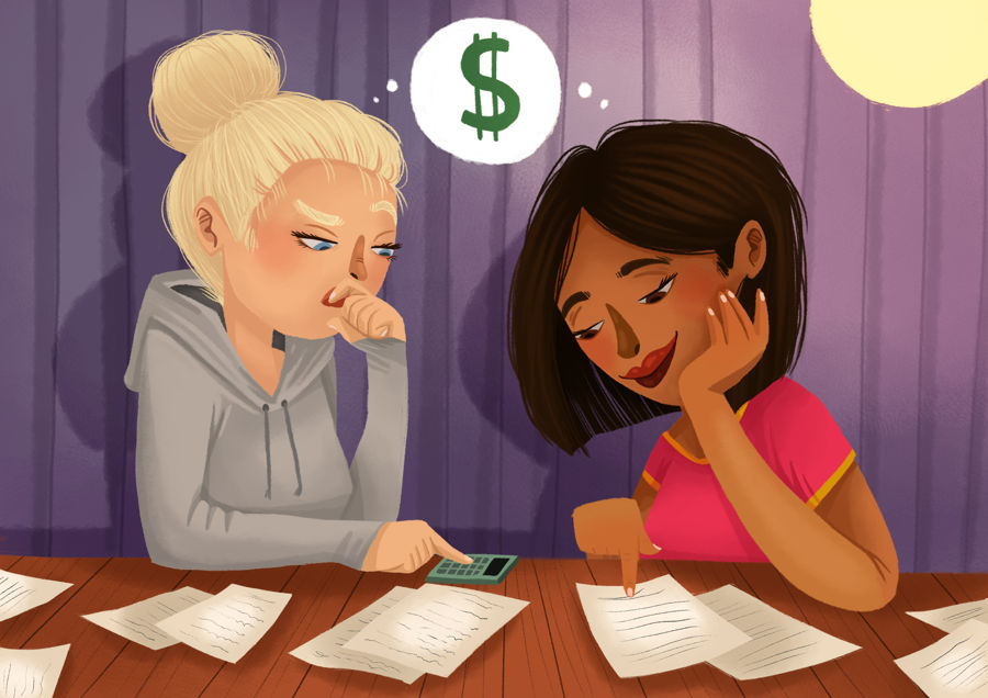 Two people talking about how much something will cost.